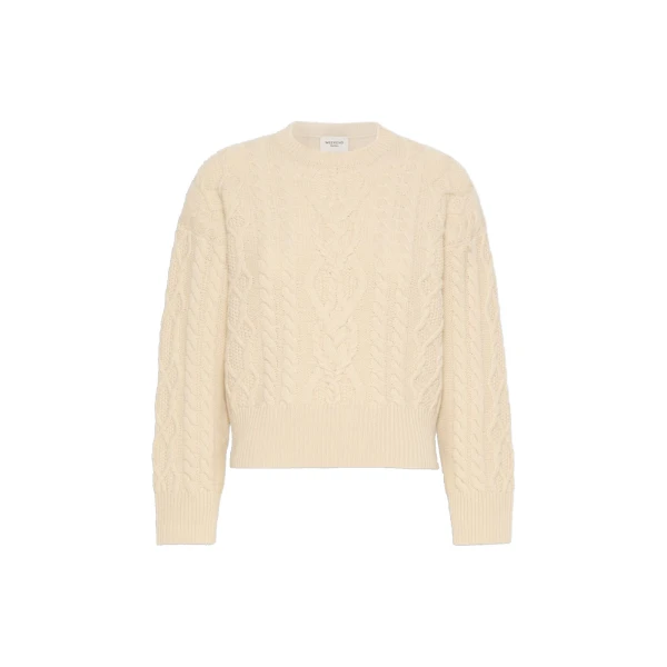 Max Mara Alben Cable Knit Wool Jumper in Ice Grey | Sweaters | Luxury Shoes 
