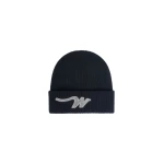 Max Mara Alben Wool W Patch Beanie in Navy | Hats | Luxury Shoes 
