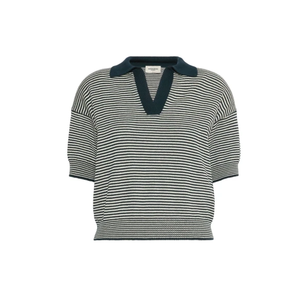 Albero Cotton Polo Collar Jumper in Navy