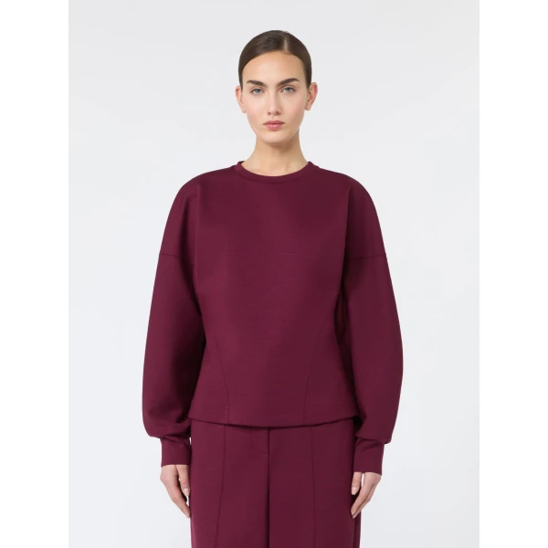 Max Mara Albero Wool and Lyocell Jersey Sweater in Wine | Sweaters | Luxury Shoes 