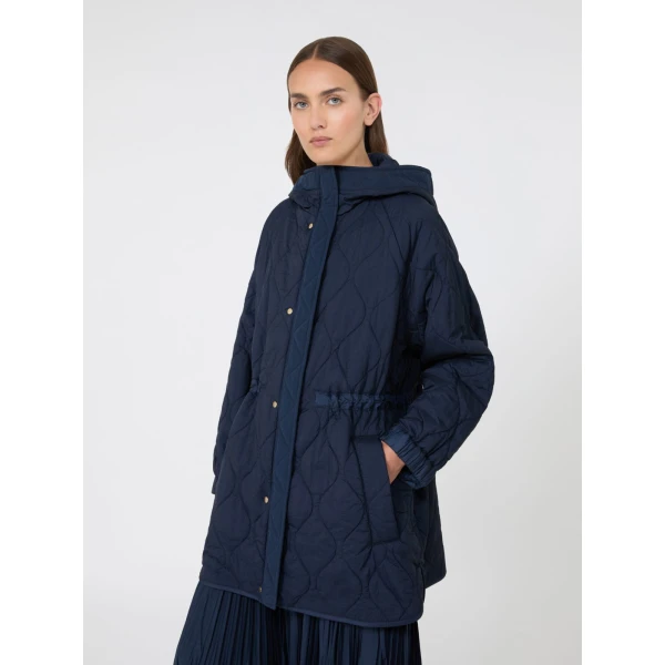 Max Mara Alcamo Reversible Padded Canvas Parka in Navy | Coats | Luxury Shoes 