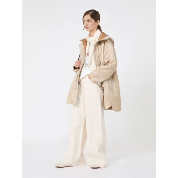Max Mara Alcamo Reversible Padded Canvas Parka in Sand | Coats | Luxury Shoes 