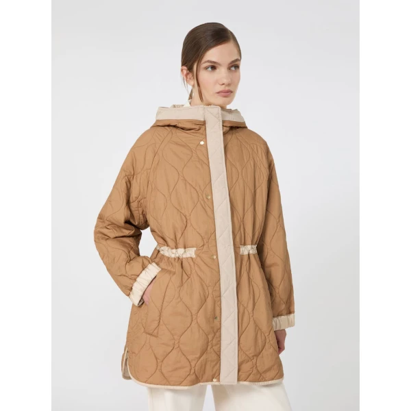 Max Mara Alcamo Reversible Padded Canvas Parka in Sand | Coats | Luxury Shoes 