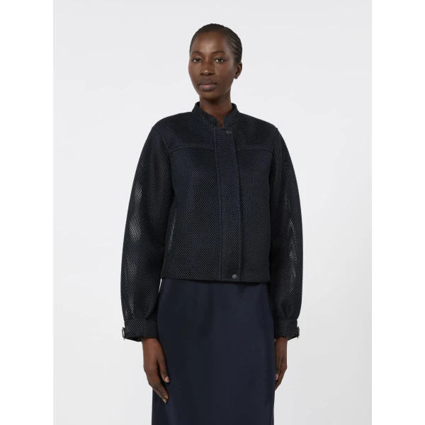 Max Mara Alcamo Technical Mesh Boxy Jacket in Ultramarine | Blazers | Luxury Shoes 