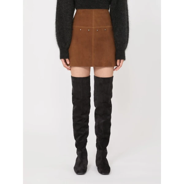 Max Mara Alcano Short Suede Skirt in Brown | Leather Skirts | Luxury Shoes 