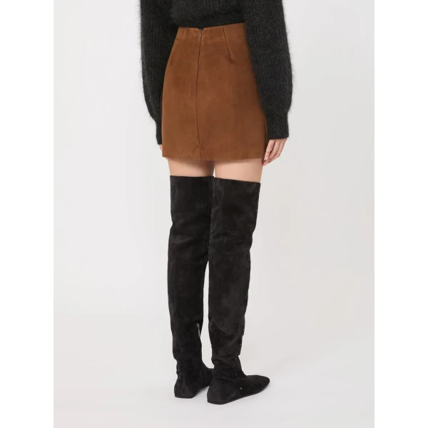 Max Mara Alcano Short Suede Skirt in Brown | Leather Skirts | Luxury Shoes 