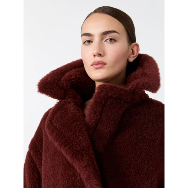 Max Mara Alcuno Alpaca and Wool Teddy Cropped Biker Jacket in Rust | Jackets | Luxury Shoes 