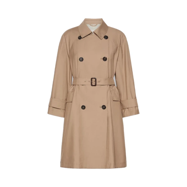 Alessio Double-Breasted Water-Repellent Trench Coat in Camel