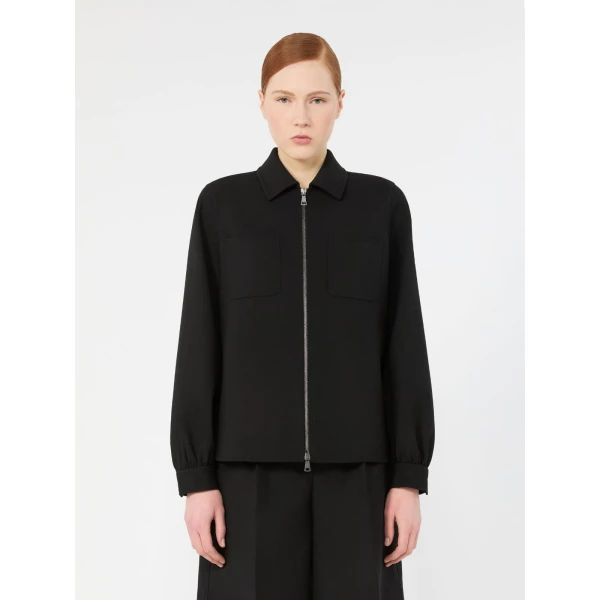 Max Mara Alfio Woollen Cloth Shacket in Black | Wool Coat | Luxury Shoes 