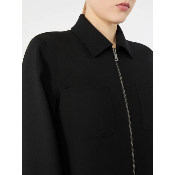 Max Mara Alfio Woollen Cloth Shacket in Black | Wool Coat | Luxury Shoes 