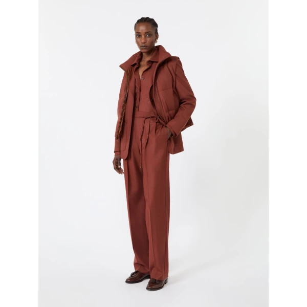 Max Mara Alibi Slim Cashmere Foule Trousers in Brick Red | Tailored pants | Luxury Shoes 