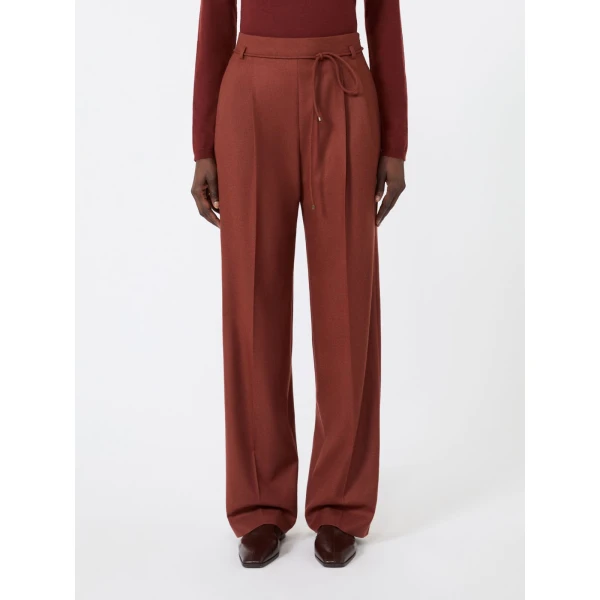 Max Mara Alibi Slim Cashmere Foule Trousers in Brick Red | Tailored pants | Luxury Shoes 