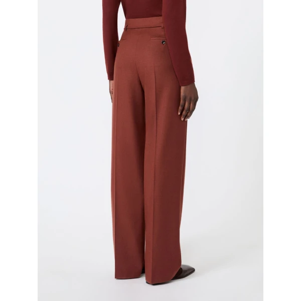 Max Mara Alibi Slim Cashmere Foule Trousers in Brick Red | Tailored pants | Luxury Shoes 