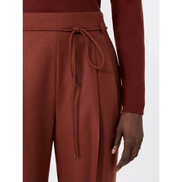 Max Mara Alibi Slim Cashmere Foule Trousers in Brick Red | Tailored pants | Luxury Shoes 
