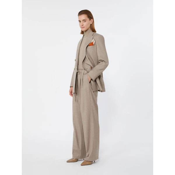 Max Mara Alibi Slim Cashmere Foule Trousers in Sand | Tailored pants | Luxury Shoes 