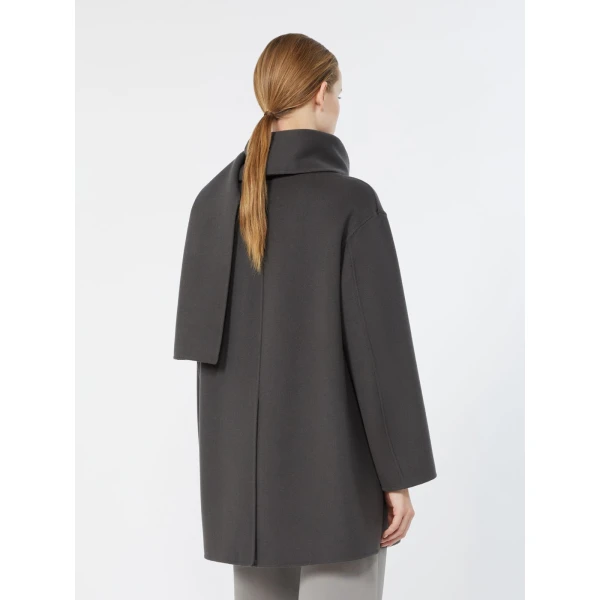 Max Mara Alicia Short Wool Coat with Scarf in Dark Grey | Wool Coat | Luxury Shoes 