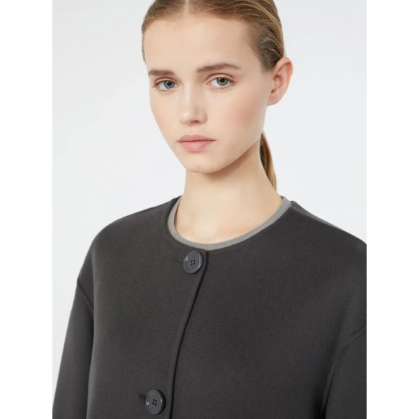 Max Mara Alicia Short Wool Coat with Scarf in Dark Grey | Wool Coat | Luxury Shoes 
