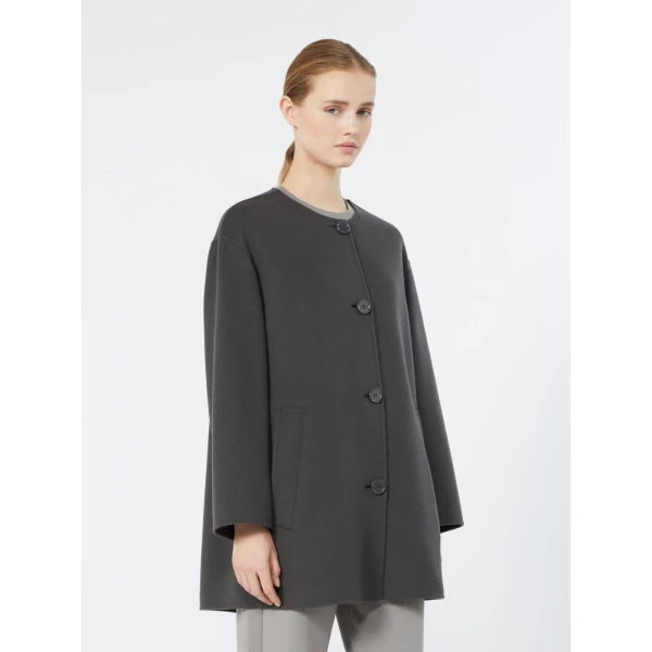 Max Mara Alicia Short Wool Coat with Scarf in Dark Grey | Wool Coat | Luxury Shoes 