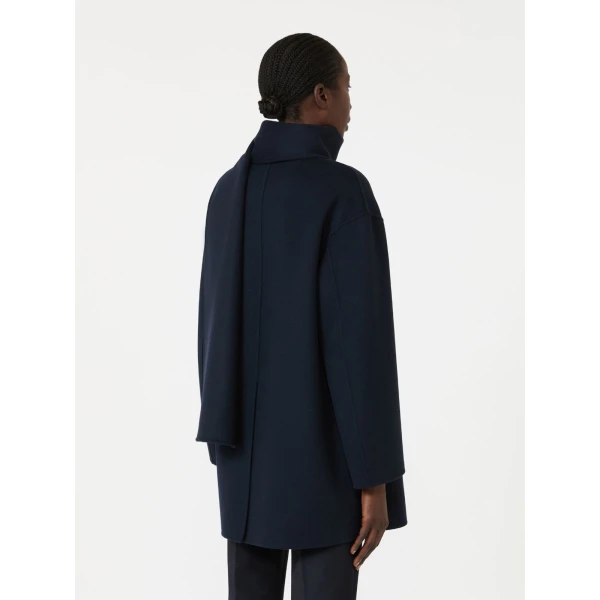 Max Mara Alicia Short Wool Coat with Scarf in Midnight Blue | Wool Coat | Luxury Shoes 