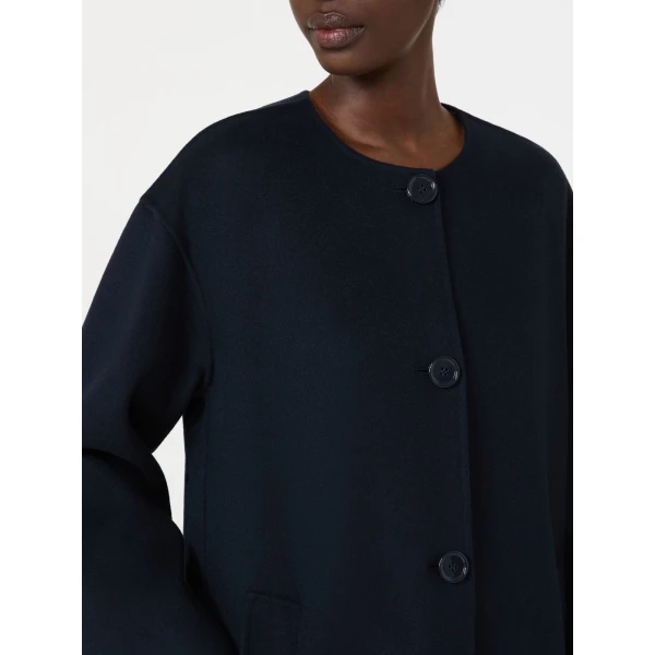 Max Mara Alicia Short Wool Coat with Scarf in Midnight Blue | Wool Coat | Luxury Shoes 