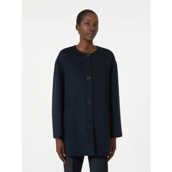 Max Mara Alicia Short Wool Coat with Scarf in Midnight Blue | Wool Coat | Luxury Shoes 