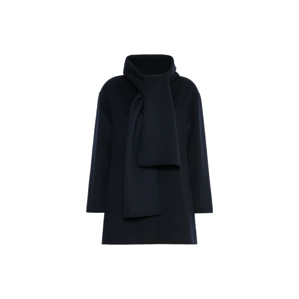 Max Mara Alicia Short Wool Coat with Scarf in Midnight Blue | Wool Coat | Luxury Shoes 