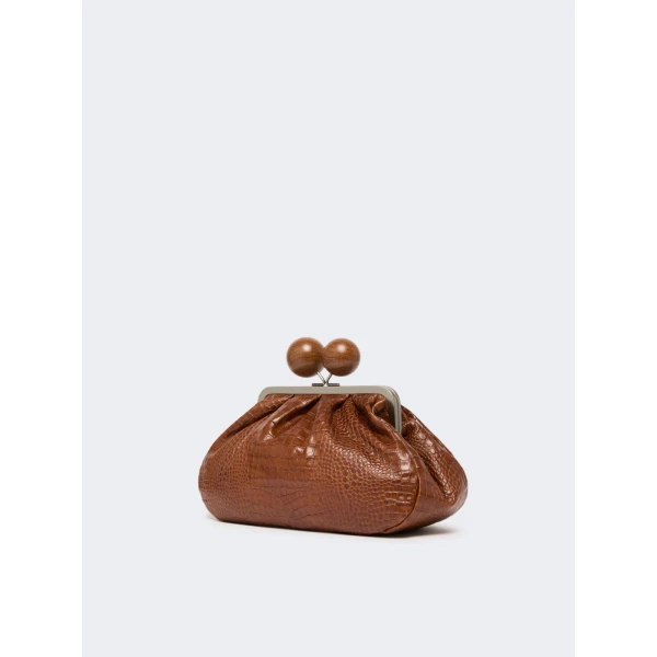Max Mara Alisso Crocodile-Print Pasticcino Bag in Red Brown | Clutch Bags | Luxury Shoes 