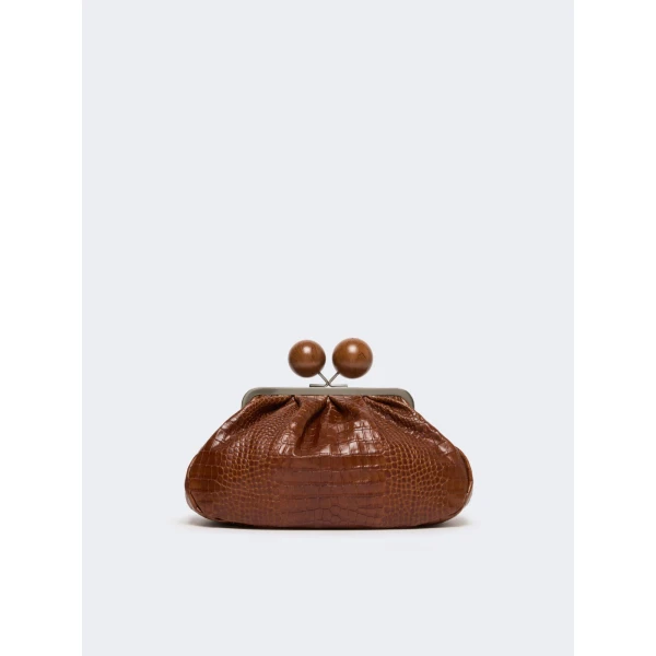 Max Mara Alisso Crocodile-Print Pasticcino Bag in Red Brown | Clutch Bags | Luxury Shoes 