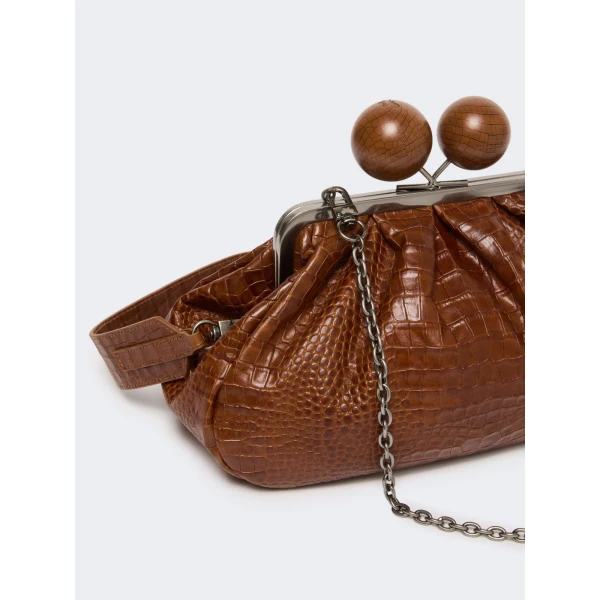 Max Mara Alisso Crocodile-Print Pasticcino Bag in Red Brown | Clutch Bags | Luxury Shoes 
