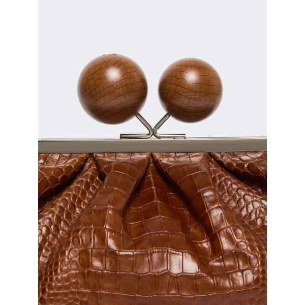 Max Mara Alisso Crocodile-Print Pasticcino Bag in Red Brown | Clutch Bags | Luxury Shoes 