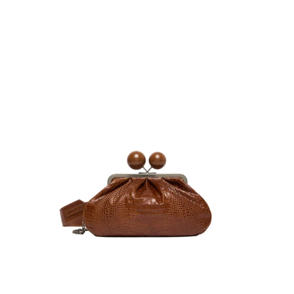 Max Mara Alisso Crocodile-Print Pasticcino Bag in Red Brown | Clutch Bags | Luxury Shoes 