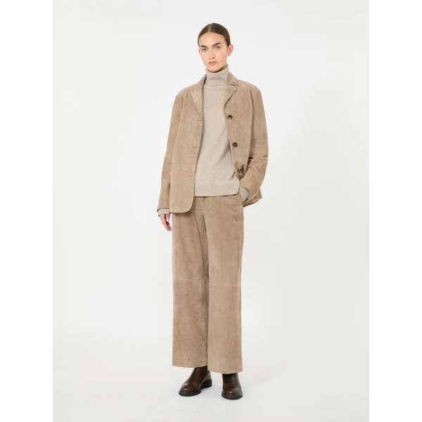 Max Mara Allegra Wool Polo-Neck Sweater with Elbow Patches in Beige | Turtlenecks | Luxury Shoes 