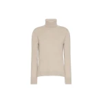 Max Mara Allegra Wool Polo-Neck Sweater with Elbow Patches in Beige | Turtlenecks | Luxury Shoes 