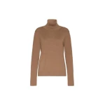 Max Mara Allegra Wool Polo-Neck Sweater with Elbow Patches in Camel | Turtlenecks | Luxury Shoes 