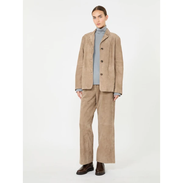 Max Mara Allegra Wool Polo-Neck Sweater with Elbow Patches in Light Blue | Turtlenecks | Luxury Shoes 