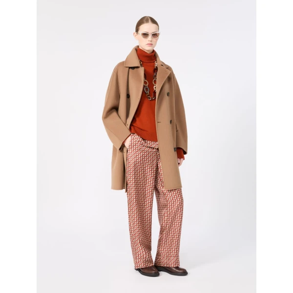 Max Mara Allegra Wool Polo-Neck Sweater with Elbow Patches in Orange | Turtlenecks | Luxury Shoes 