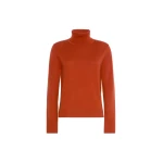 Max Mara Allegra Wool Polo-Neck Sweater with Elbow Patches in Orange | Turtlenecks | Luxury Shoes 