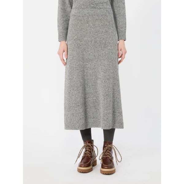 Max Mara Aloa Flared Wool-Blend Tweed Skirt in Medium Grey | Midi Skirts | Luxury Shoes 