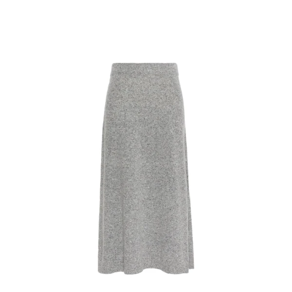 Max Mara Aloa Flared Wool-Blend Tweed Skirt in Medium Grey | Midi Skirts | Luxury Shoes 
