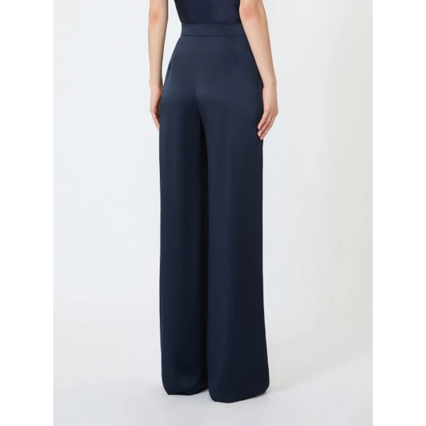 Max Mara Alpaca Envers Satin Palazzo Trousers in Midnight Blue | Wide leg pants | Luxury Shoes 