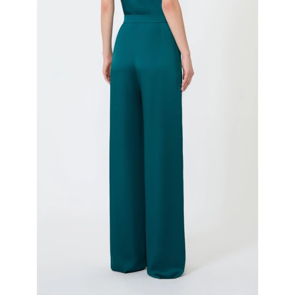 Max Mara Alpaca Envers Satin Palazzo Trousers in Oil Green | Wide leg pants | Luxury Shoes 