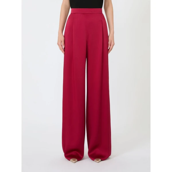 Max Mara Alpaca Envers Satin Palazzo Trousers in Ruby | Wide leg pants | Luxury Shoes 