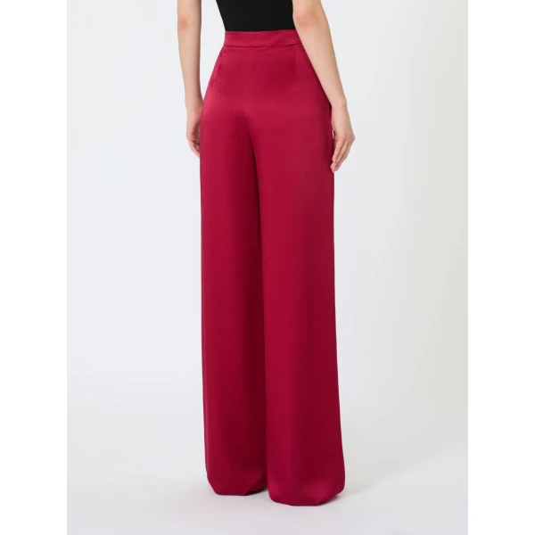 Max Mara Alpaca Envers Satin Palazzo Trousers in Ruby | Wide leg pants | Luxury Shoes 