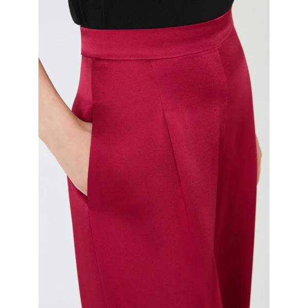 Max Mara Alpaca Envers Satin Palazzo Trousers in Ruby | Wide leg pants | Luxury Shoes 
