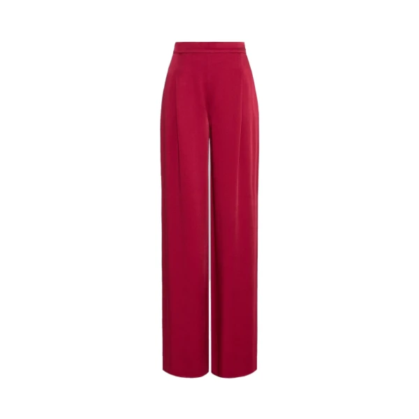 Max Mara Alpaca Envers Satin Palazzo Trousers in Ruby | Wide leg pants | Luxury Shoes 