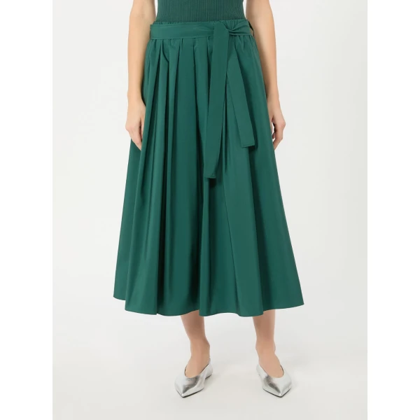 Max Mara Alpaca Pleated Cotton-Blend Taffeta Skirt in Dark Green | Pleated Skirts | Luxury Shoes 
