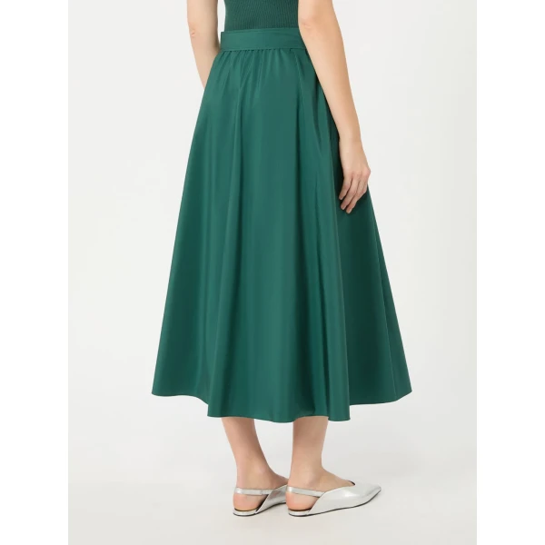 Max Mara Alpaca Pleated Cotton-Blend Taffeta Skirt in Dark Green | Pleated Skirts | Luxury Shoes 