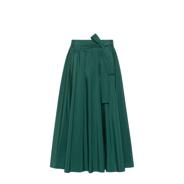 Max Mara Alpaca Pleated Cotton-Blend Taffeta Skirt in Dark Green | Pleated Skirts | Luxury Shoes 