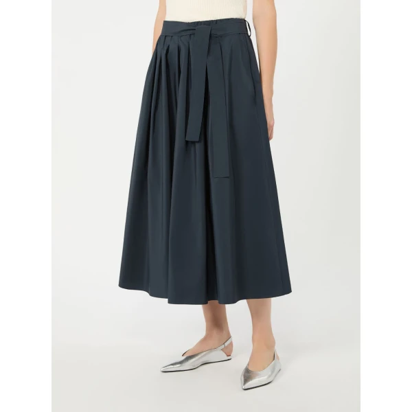 Max Mara Alpaca Pleated Cotton-Blend Taffeta Skirt in Navy | Pleated Skirts | Luxury Shoes 