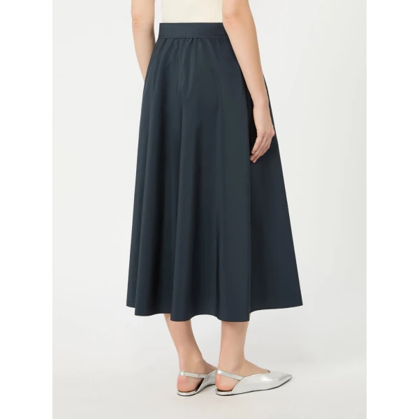 Max Mara Alpaca Pleated Cotton-Blend Taffeta Skirt in Navy | Pleated Skirts | Luxury Shoes 